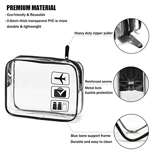 MODENGKONGJIAN TSA Approved Toiletry Bag, 3 Pcs Clear Toiletries Bags Quart Size Travel Makeup Cosmetic Bag for Women Men, Carry on Airport Airline Compliant Bag (Black) - Image 2