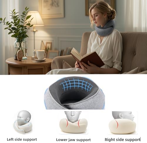 Neck Pillow for Traveling,Premium Memory Foam Travel Pillow, Removable Washable Neck Pillow Cover， Suitable for Airplanes,Offices and Cars - Image 3