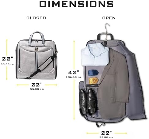 Premium Suit Garment Bag Carry On - Hangs 4 Suits - Travel & Business with Shoulder Strap and Laptop Compartment - Image 5