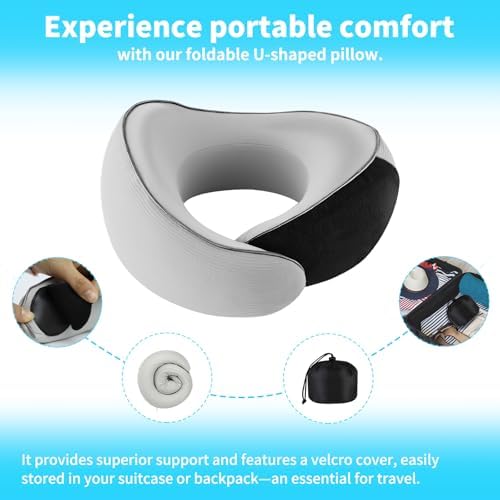 Travel Pillow for Airplane - 360°Support Ergonomic Raised-Edge Designed, 100% Memory Foam Neck Pillow - Best for Traveling & Long Flights & Offices & Cars Sleeping Use with Storage Box - Image 4