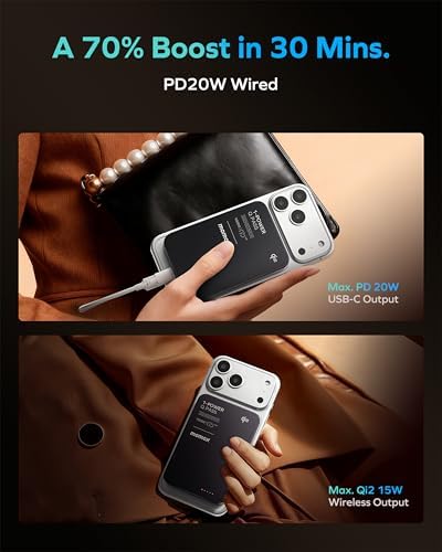 MOMAX Magnetic Portable Charger 10000mAh Qi2 Certified 15W Fast Charging Power Bank iPhone Air MagSafe Battery Pack Designed for iPhone 17 Pro Max/17 Pro/Air/16/15/14/13/12 - Image 4