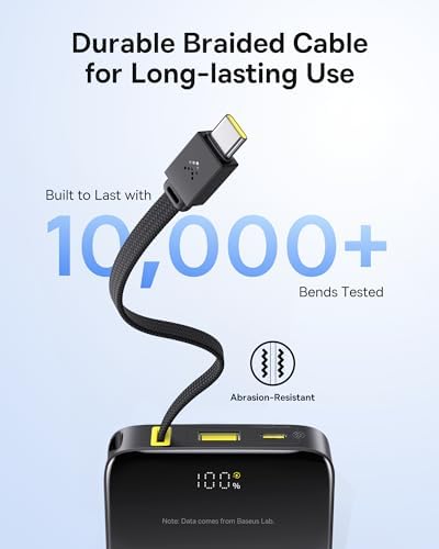 Baseus Portable Charger, 10000mAh Fast Charging Power Bank, 22.5W PD3.0 QC3.0 Battery Pack Built-in USB C Braided Cable, Travel Essentials for iPhone 17 16 15, iPad, S25/S24, Indoor/Outdoor - Image 5