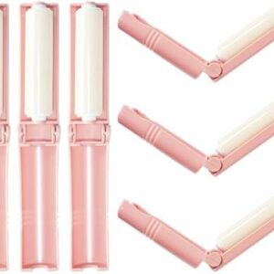Mini Reusable Lint Roller for Travel, 6 Pack Washable Foldable Lint Remover with Sticky Gel, Portable, Compact and Easy to Clean for Clothes and Luggage Use (Pink)
