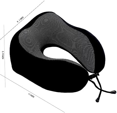 Memory Foam Travel Pillow, Neck Pillow with 360-Degree Head Support, Comfortable Ideal for Sleeping on Airplane, Car, Train, Bus and Home Use, Comes with Storage Bag (Black) - Image 6
