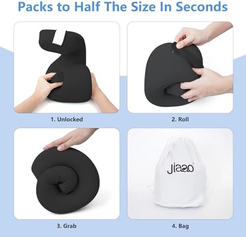 jiaao Neck Pillow Airplane, Memory Foam Travel Neck Pillows for Long Flight, 3D Eye Masks, Ear Plugs and Portable Drawstring Bag, Napping Pillow for Home, Road Trips, Sleep Rest and Travel Use - Image 7