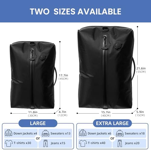 BAGAIL TPU Vacuum Bag for Travel, Reusable Compression Bag with IPX8 Waterproof Zipper, Save Space for Suitcase, Backpack and Carry on (Black, ExtraLarge, No Pump) - Image 2
