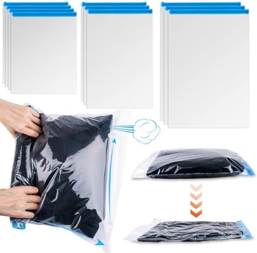 10 PCS Compression Bags for Travel Essentials, 3 Sizes Space Saver Bags, No Vacuum or Pump Needed, Roll Up Vacuum Packing for Clothing Storage, Cruise Accessories, Luggage & Home Organizers - Image 9