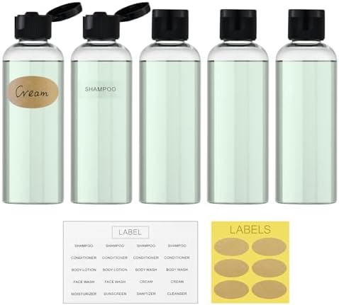 LISAPACK 3.4 oz Travel Bottles for Toiletries, Plastic Travel Size Containers for Shampoo Conditioner TSA Approved, Empty Small Squeeze for Lotion, Leak Proof Mini Liquid Tube for Refillable Clear