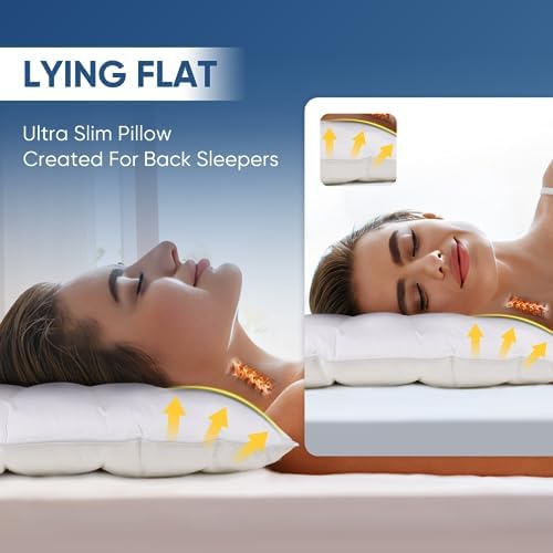 MINUPWELL Ultra Flat Small Pillow for Sleeping, 18x13in Small Pillow for Travel 7D High Support 2.5 inch Height Ultra Thin Mini Pillows -100% Cotton - Image 2