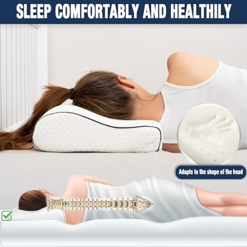 alkamto Travel & Camping Comfortable Memory Foam Pillow – Easy to Carry Portable Bag – Temperature Regulating Pillow Case (White Contour + Extra Cover) - Image 3
