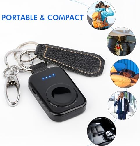i.VALUX Portable Wireless Charger for Apple Watch Series 11/10/9/8/UItra/7/6/5/4/3/2/SE,Compact Magnetic iWatch Charger 1000mAh Extra Power Bank Smart Keychain Travel Accessories Father Birthday-Black - Image 3