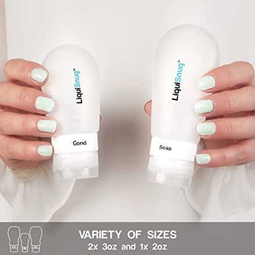 LiquiSnugs Premium - 100% Guaranteed Leak Proof Silicone Travel Bottles For Toiletries - TSA Approved Container. Premium Range Travel Shampoo Bottles with Suction Cups and Adjustable Labels - Image 4