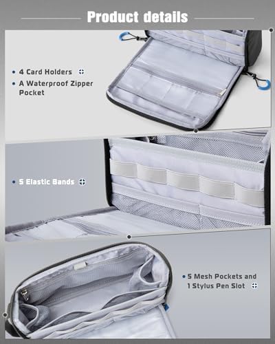 Electronics Organizer Travel Case, Water Resistant Tech Bag Charger Pouch for Cord, Cable, Cards, Phone, Airpods, Black - Image 3