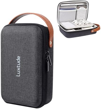 Luxtude Electronic Organizer Travel Case, Portable Tech Organizers, Hard Shell Zipper Case for Electronics, Travel Essentials, Black (External Size 8.5 x 5.9 x 2.5 Inch)