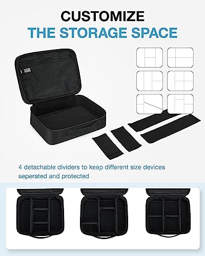 BAGSMART Cable Organizer Bag, Travel Electronics Organizer with Adjustable Divider, Tech Bag Carrying Case, Storage Bag Sturdy Tool Case with Handle for Cellphone Cord Electronics Accessories, Black - Image 4