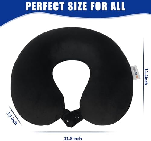 SAIREIDER Travel Pillow 100% Pure Memory Foam Travel Neck Pillow, Airplane Pillow for Traveling、Car、Home、Office,Washable Cover(Black) - Image 6