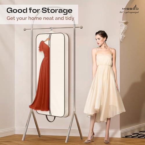 MISSLO 60" Foldable Garment Bags for Travel for Women Dress Bags for Gowns Long Hanging Bag for Closet Storage Dress Protector Bag for Gowns, Suits, Coats, Beige - Image 7