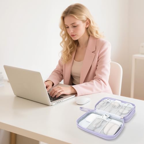 Skycase Tech Pouch - Lightweight Electronics Organizer Travel Case, Double Layers Cable Organizer, All-in-One Storage Bag for Charger, Cord, Phone, Flash Drive, Accessories - Image 7