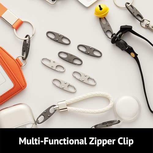 zelin Anti Theft Zipper Clips Double Opening Small Carabiner Clips, 4Pcs Elegant Zinc Alloy Zipper Pull Replacement for Travel, Commuting and Camping (Space Grey) - Image 6