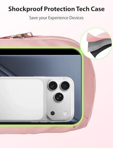 iMangoo Tech Organizer Travel Case 150° Open Large Storage Pouch Purse for Women Zipper Waterproof Bag Power Bank Portable Charger Cable Cord Electronics Accessories Trip Travel Essentials Bags Pink - Image 8
