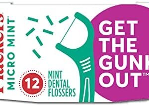 Plackers Micro Mint Dental Flossers, Travel Pack, Perfect Travel Size, Easy Storage, Dental Care On-The-Go, Fresh Mint Flavor, 12 Count