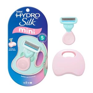 Schick Hydro Silk Mini Razor for Women | Womens Razors for Shaving, Travel Size Toiletries, 5-Blade Travel Razor, Includes 1 Mini Handle, 1 Refill & 1 Case