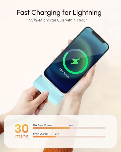 Little Blue Power Bank Battery Charger for iPhone 11 Pro, 4800mah Portable Charger Ultra-compact External Battery for Lightning Port, Mini Power Charger ompatible With iPhone 14/13/12 pro max/6s/6/7/8 - Image 5