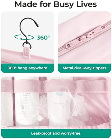 BAGSMART Travel Toiletry Bag for women, Portable Hanging Hook Makeup Bag Organizer, Waterproof Makeup Cosmetic Bag, for Full-Size Accessories, Toiletries, Camel - Image 5