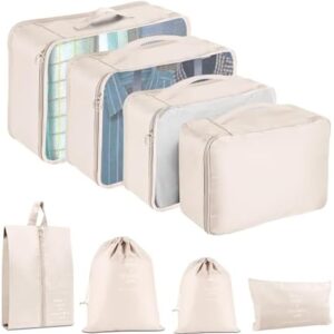Packing Cubes for Travel - 8 Set Luggage Organizer Bags for Family, Mesh Breathable Travel Packing Cubes for Suitcases Durable Travel Essentials Bags Set