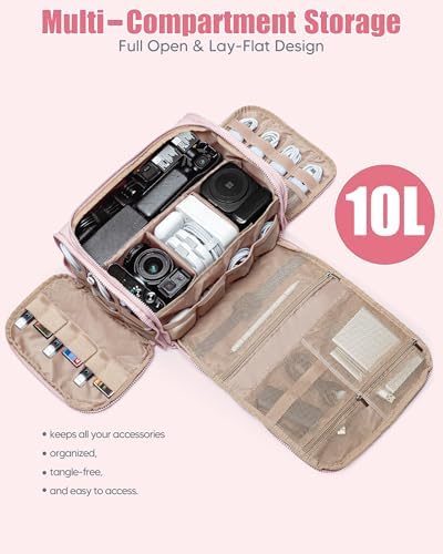 Cable Organizer Bag, Travel Cord & Charger Organizer Pouch for Tech Accessories & Electronics, Home Storage, Pink - Image 2