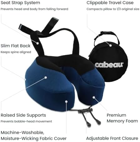 Cabeau Evolution S3 Travel Pillow – Straps to Airplane Seat – Ensures Your Head Won’t Fall Forward – Relax with Plush Memory Foam – Quick-Dry Fabric Keeps You Cool and Dry (Indigo)… - Image 3