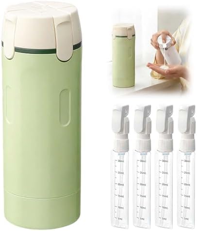 4 in 1 Travel Dispenser, 4 Pack 30ML Travel Bottles for Toiletries, Leak Proof Travel Size Containers, Portable Containers for Shampoo Lotion Conditioner Cream (Green)