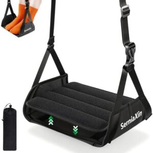 Foot Hammock for Plane Travel - Portable Adjustable Airplane Foot Hammock with Memory Foam - Hardboard, Prevents Feet Clashing, Relieves Swelling - Travel, Office Essentials