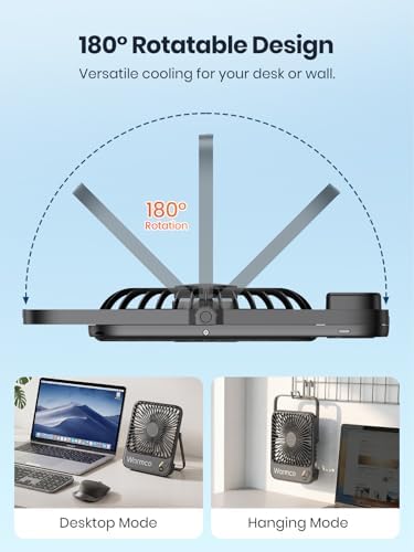 Warmco 10000mAh Portable Travel Fan 7-inch, Max 24H Runtime, Ultra-thin Quiet Rechargeable Battery Operated Desk Fan with Digital Display for Camping, Office, Bedroom, Cruise Essentials - Image 7