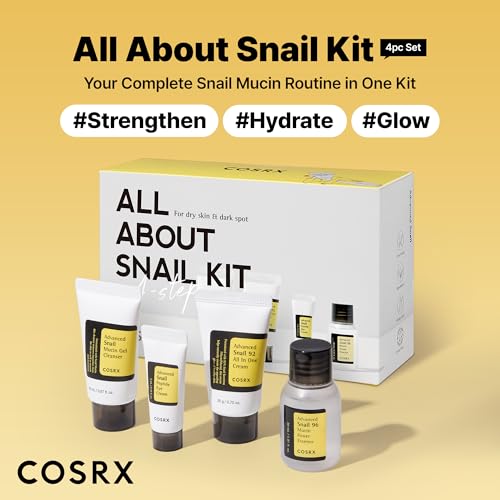 COSRX All About Snail Mucin Korean Skin Care Set, Mini Travel Essentials, Travel Size Gift Set with Snail Mucin Face Wash, Serum, Moisturizer & Eye Cream, Rejuvenating Kit - Image 2
