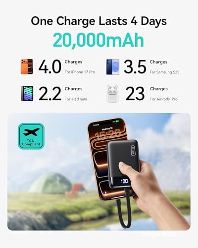 INIU Portable Charger, Smallest 22.5W 20000mAh USB C in & Out Power Bank Fast Charging, PD 3.0+QC 4.0 LED Display Phone Battery Pack Compatible with iPhone 17 16 15 14 Pro Samsung S24 Google iPad etc - Image 2