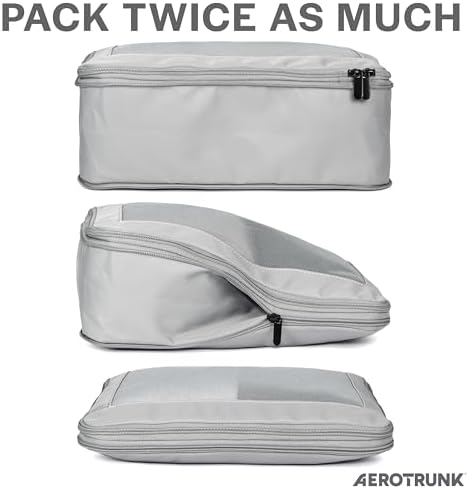 Aerotrunk Compression Packing Cubes for Travel - Luggage Organizer Bags - Double Zipper Packing Cubes for Suitcases (6-Pack, Light Grey) - Image 2