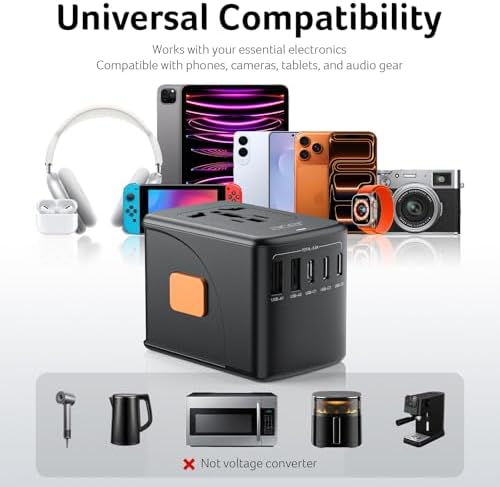 Acer Universal Travel Plug Adapter - International Power Adapter with 5 USB Ports (3 USB C) 5.8A, Worldwide Outlet Charger for USA to European UK France Germany Spain, Type C/E/F/G/I/L/A, Black - Image 6