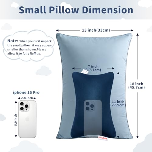 Pro Goleem Small Pillow 11"x7"x2.5" for Travel and Camping with Name Tag Mini Tiny Pillow for Room Couch Sofa Chair and Outdoor Car Air Nap Neck Lumbar Knee Rest Pillows, Navy Blue - Image 2