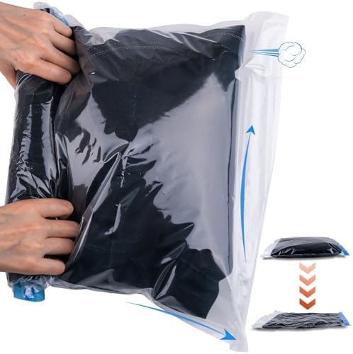 10 PCS Compression Bags for Travel Essentials, 3 Sizes Space Saver Bags, No Vacuum or Pump Needed, Roll Up Vacuum Packing for Clothing Storage, Cruise Accessories, Luggage & Home Organizers - Image 8
