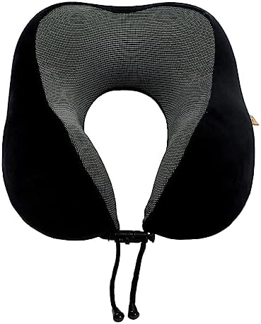 Memory Foam Travel Pillow, Neck Pillow with 360-Degree Head Support, Comfortable Ideal for Sleeping on Airplane, Car, Train, Bus and Home Use, Comes with Storage Bag (Black) - Image 2