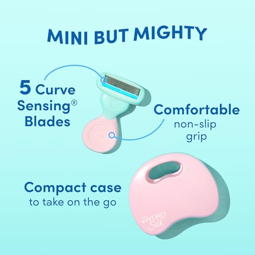 Schick Hydro Silk Mini Razor for Women | Womens Razors for Shaving, Travel Size Toiletries, 5-Blade Travel Razor, Includes 1 Mini Handle, 1 Refill & 1 Case - Image 2