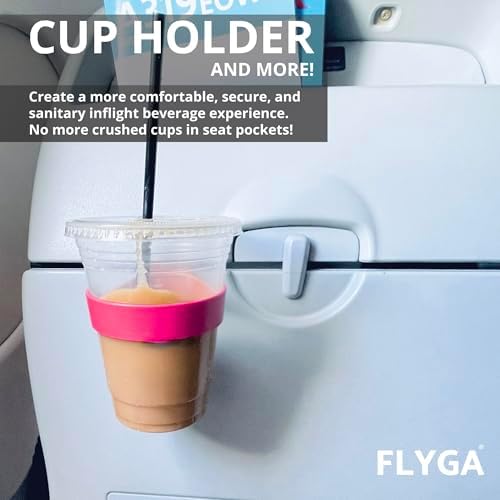 FLYGA Airplane Cup/Phone Holder Travel Accessory (Pink) Must Have Airplane Travel Essential Accessory for Flying Travel Gift Ideas - Image 3