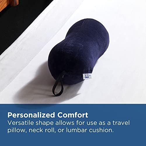 Tempur-Pedic All-Purpose Memory Foam Travel Pillow, Peanut-Shaped Lumbar Pillow for Neck and Back Pressure Relief, Navy - Image 3