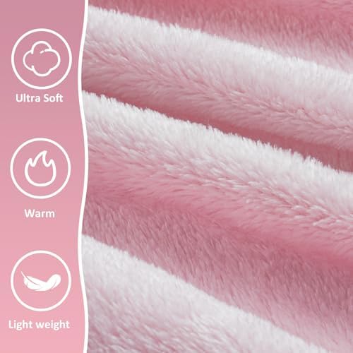 Travel Blanket, Airplane Blanket, Ultra-Soft, Warm & Lightweight, 65x40 in, Outdoor Blanket Essentials for Women, Men & Kids, Included Eye Mask, Luggage Sleeve & Backpack Clip Pink - Image 2