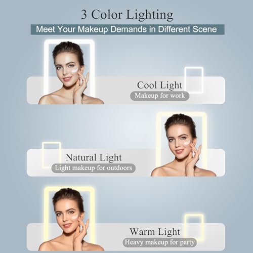 FUNTOUCH Rechargeable Travel Makeup Mirror with 72 Led Lights, Portable Lighted Beauty Mirror, 3 Color Lighting, Dimmable Touch Screen, Tabletop LED Folding Cosmetic Vanity Mirror - Image 3