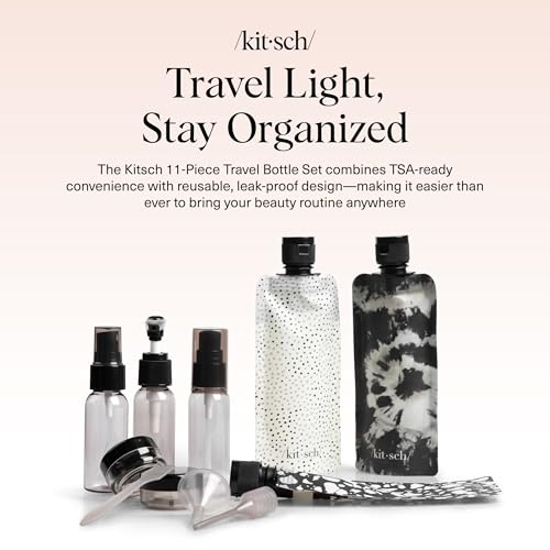 Kitsch 11 PCS Travel Bottles for Toiletries – Travel Essentials Kit for Shampoo, Conditioner, Lotion & More - TSA Approved Travel Bottles, Leak-Proof Refillable Travel Size Containers - Black & Ivory - Image 3