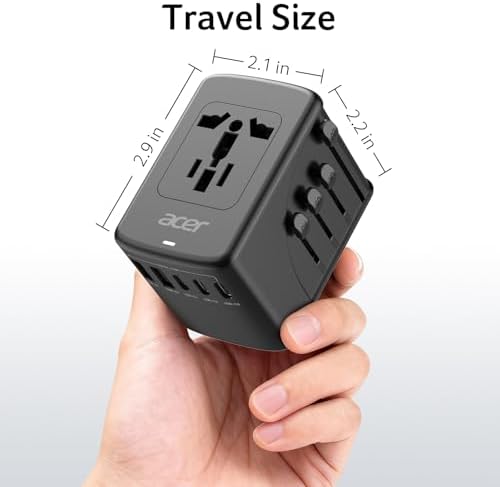 Acer Universal Travel Plug Adapter - International Power Adapter with 5 USB Ports (3 USB C) 5.8A, Worldwide Outlet Charger for USA to European UK France Germany Spain, Type C/E/F/G/I/L/A, Black - Image 7