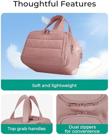 BAGSMART Travel Toiletry Bag, Lightweight Large Wide-open Travel Bag for Women, Puffy Cosmetic Makeup Bag Organizer with Handle for Accessories,Essentials, Toiletries, Dark Pink - Image 6