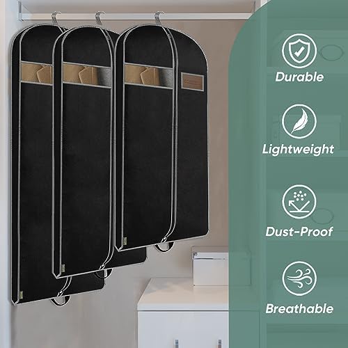 BALEINE 1PK Heavy Duty Garment Bag with Shoe Storage Travel Bag for Dresses, Suit, Coats Travel Essential (43", Black) - Image 4
